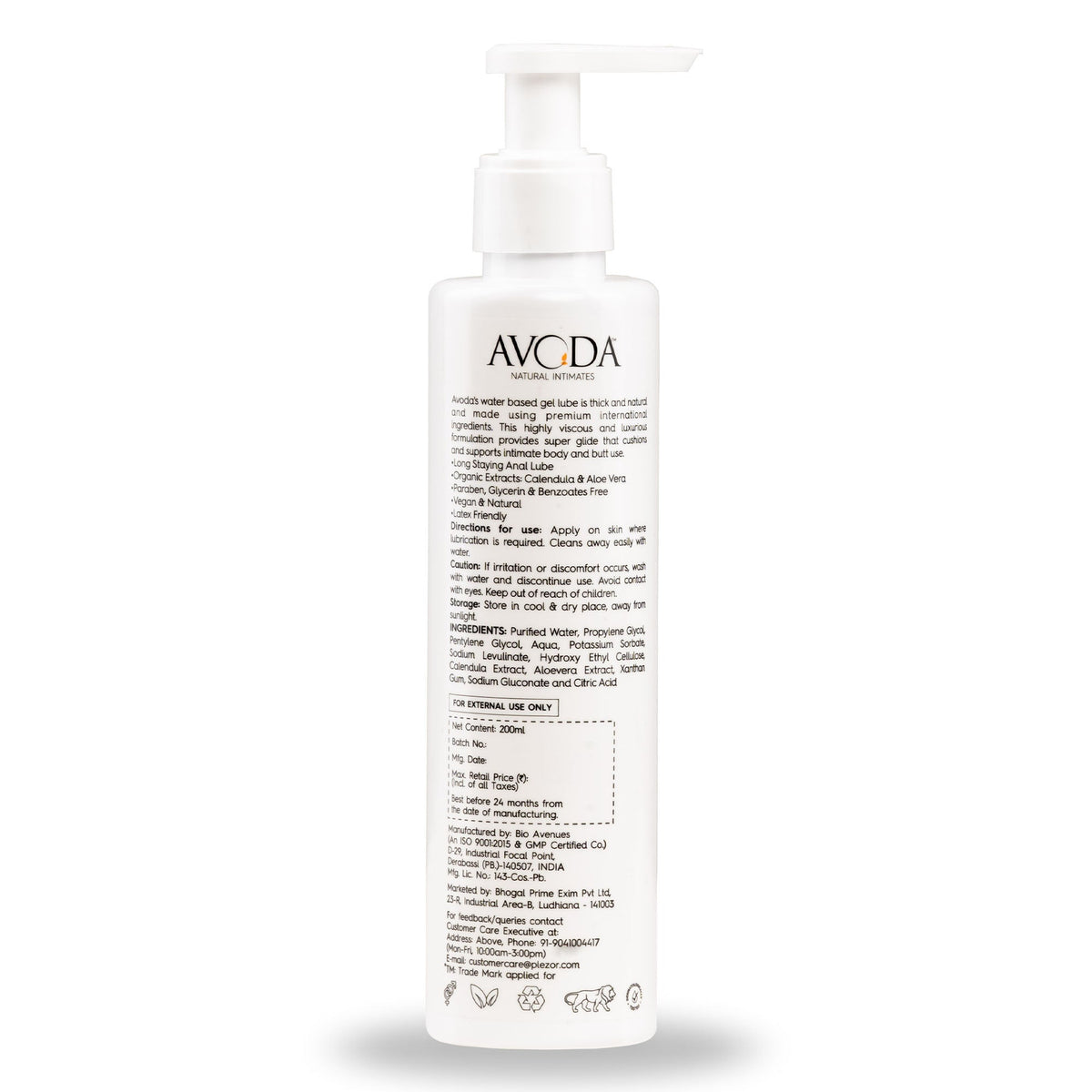 Avoda Water Based Anal Lubricant 200ml